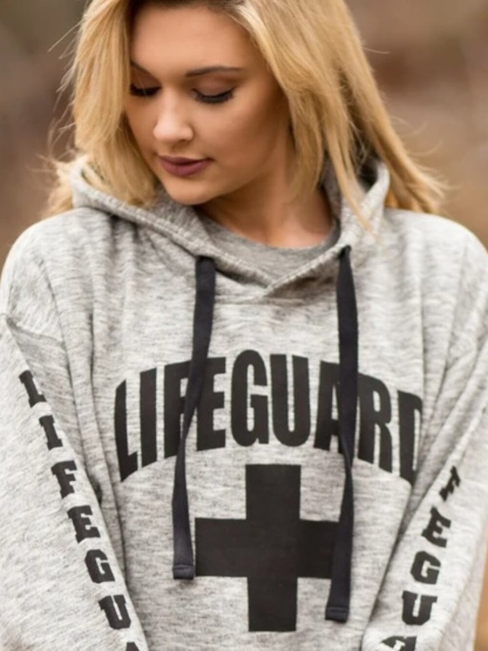 Women's Lifeguard Outer Banks Women's LS Drawstring Hood Gray Graphic Hoodie